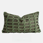 housse coussin vert olive motif géométrique contemporain polyester respectueux environnement coussin