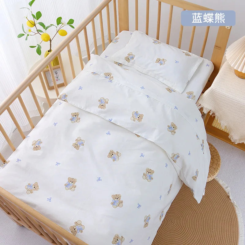 Ensemble literie bébé coton biologique 3 pièces housse couette drap taie