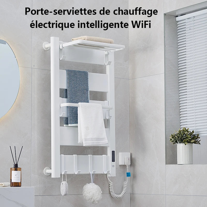 Porte-serviette chauffant intelligent Wi-Fi en alliage d'aluminium laqué