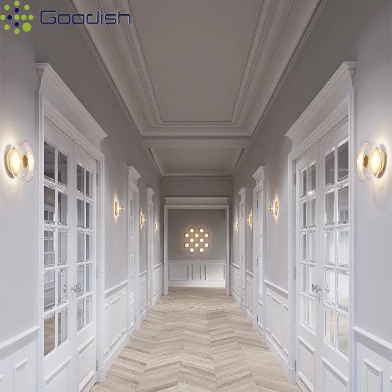 appliques murales led modernes blanc doré rondes lisses intérieur éclairage quotidien fixées mur adhésif