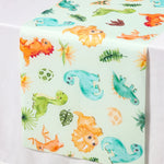 table table motif dinosaure feuilles tropicales décoration enfantine anniversaire fête révélation sexe aquarelle blanc