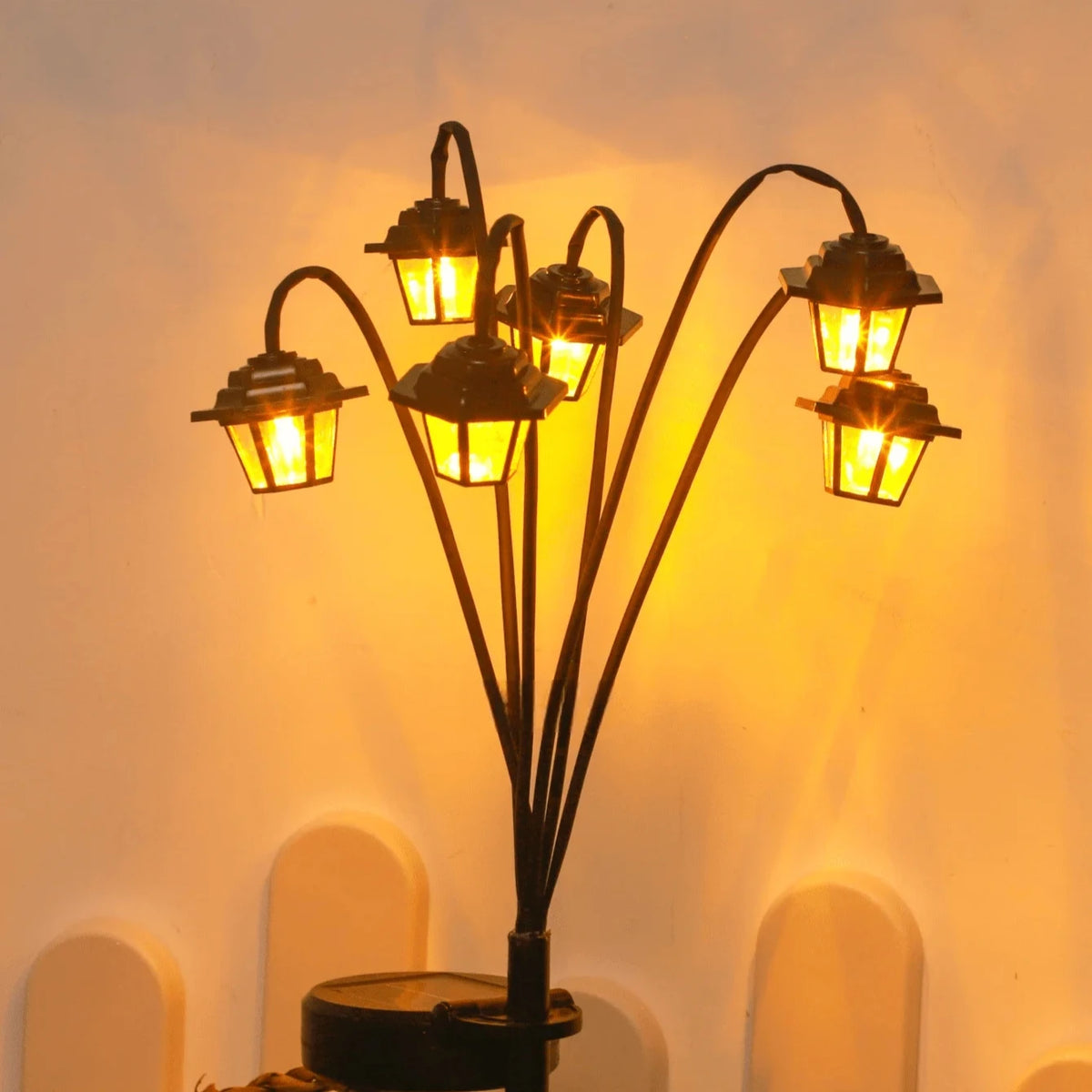 lanterne solaire vintage métal noir verre dépoli guirlande lumineuse jardinextérieur led étanche ip65