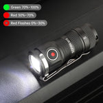 lampe torche compacte robuste led vert noir texturée clip intégré éclairage intense résistance chocs