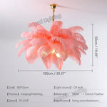 lustre led plumes rose blanc bleu moderne élégant tringle suspension chambre salon