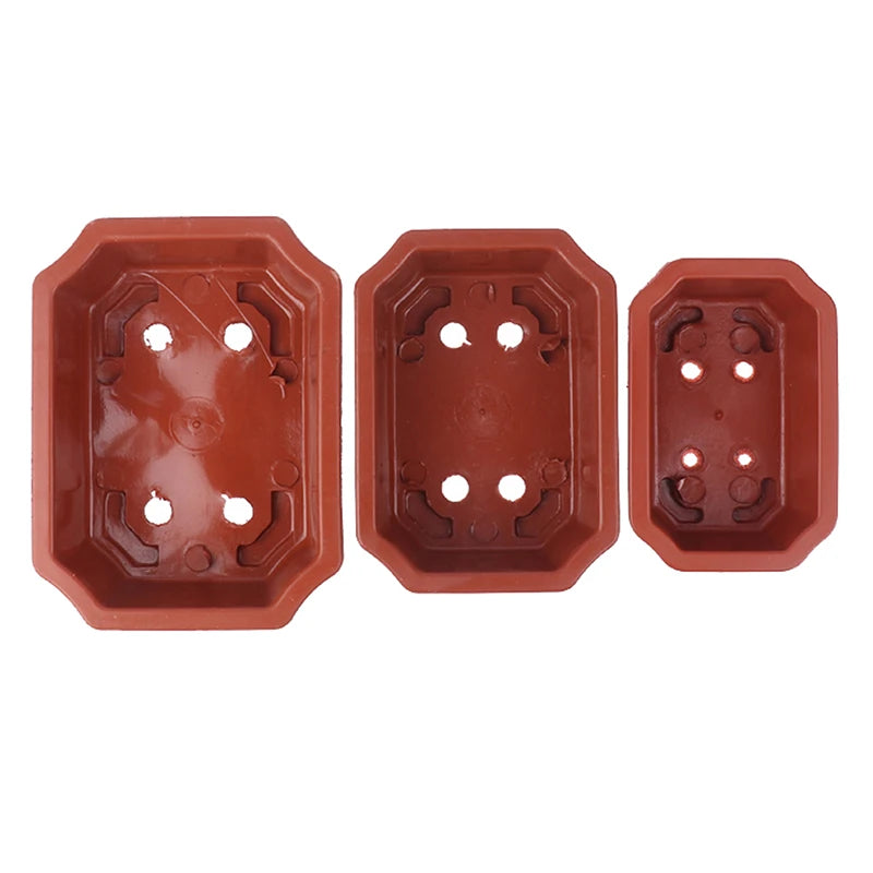 pots plantes vintage rectangulaire octogonal bord décoré couleur rouge brun adultes jardinage utilitaire