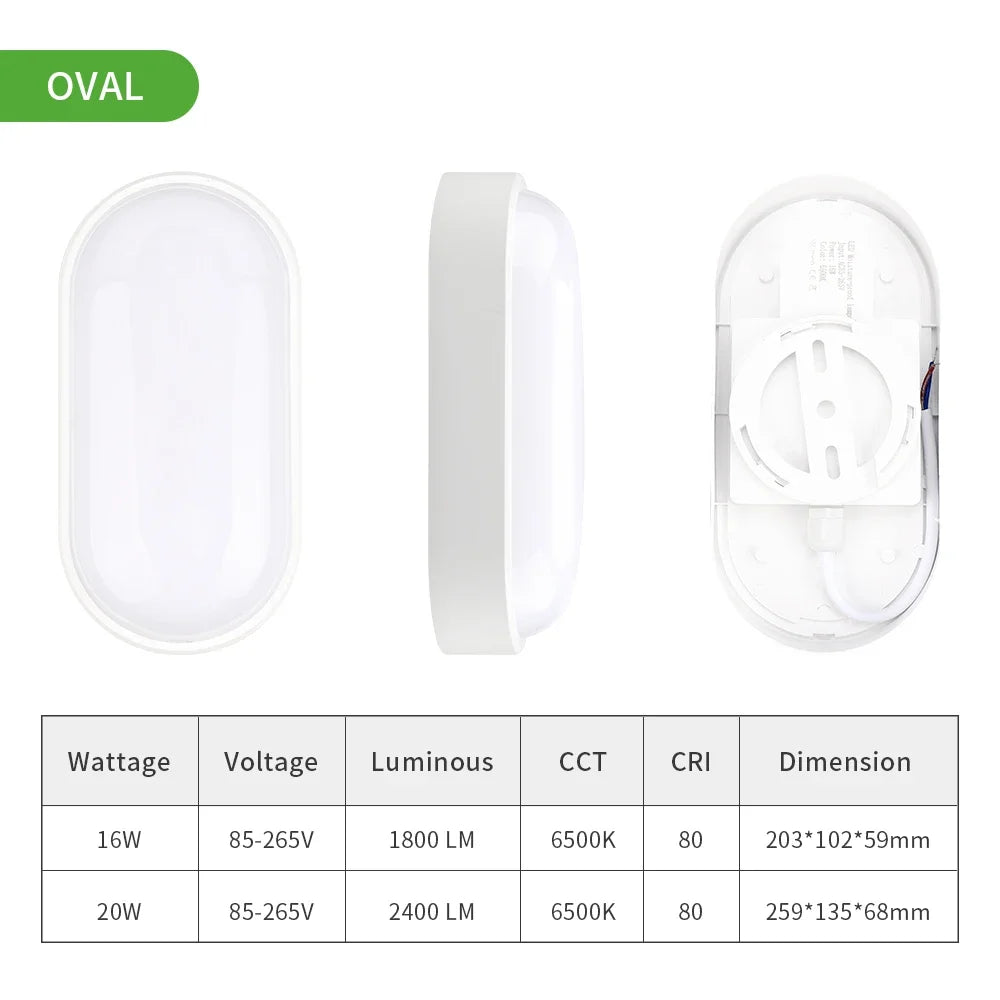 lampe led oval moderne résistante humidité 16w 20w nickel brossé ip65.gca