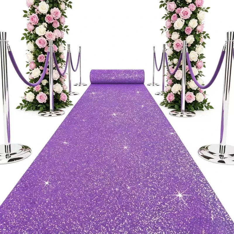 tapis pailleté violet moderne tapis sol tringles cordons mariage fête jardin festival cérémonieextérieurintérieur