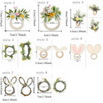 anneau serviettes pâques fleurs pissenlit oreilles lapin printemps décoratif blanc vert jaune rose
