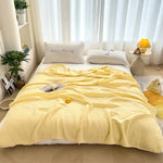 couverture coton japonaise solide moderne plissée portable été rose clair bleu vert jaune