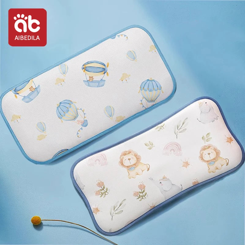 oreiller bébé imprimé animaux mignons blanc vert rose bleu coton polyester refroidissement quatre saisons