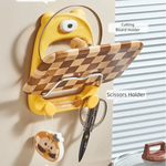organisateur mural ventouse ours compartiments rangement cuisine jaune blanc moderne ludique minimaliste