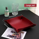 plateau rangement marron clair texture simili cuir moderne dorés respectueux environnement salon empilable double