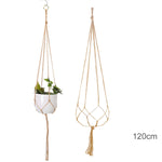 support plante suspendue macramé boho rotin blanc sculpté main decoration maison balcon jardin anneau