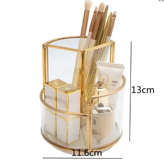 boîte maquillage transparente blanches roses moderne élégante brosse bouteille rouge rangement cosmétiques