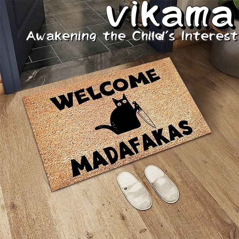 tapis d'entrée imperméable antidérapant marron clair dessin animé moderne machine lavable 50x80cm