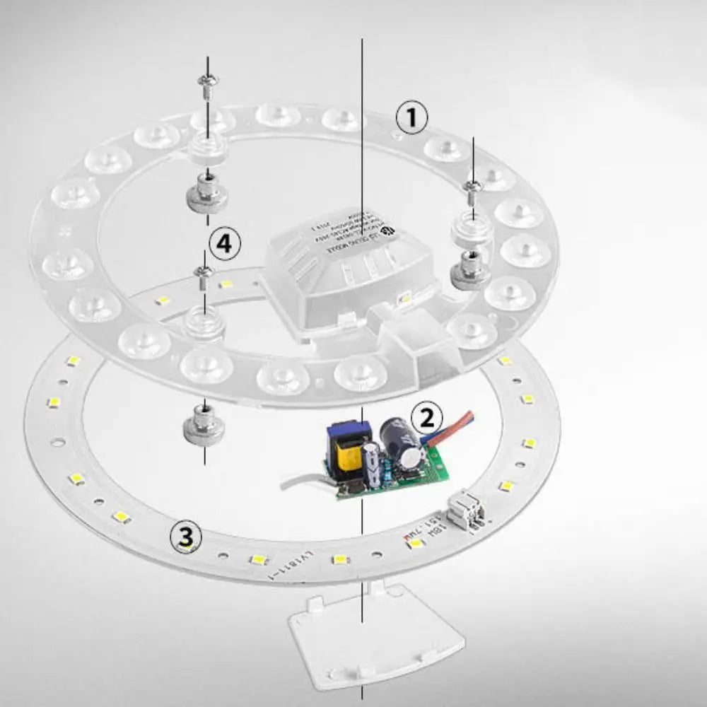 lampe led circulaire diodes adhésif moderne technologique blanc plafonnier facile chambre salon
