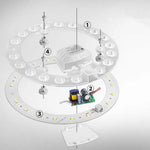 lampe led circulaire diodes adhésif moderne technologique blanc plafonnier facile chambre salon
