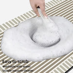 tapis moderne rayures horizontales beige gris antidérapant machine lavable fibre bambou résistant rides