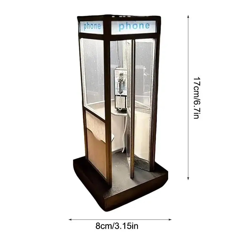 lampe table rétro cabine téléphonique led noir blanche vintage transparente téléphone
