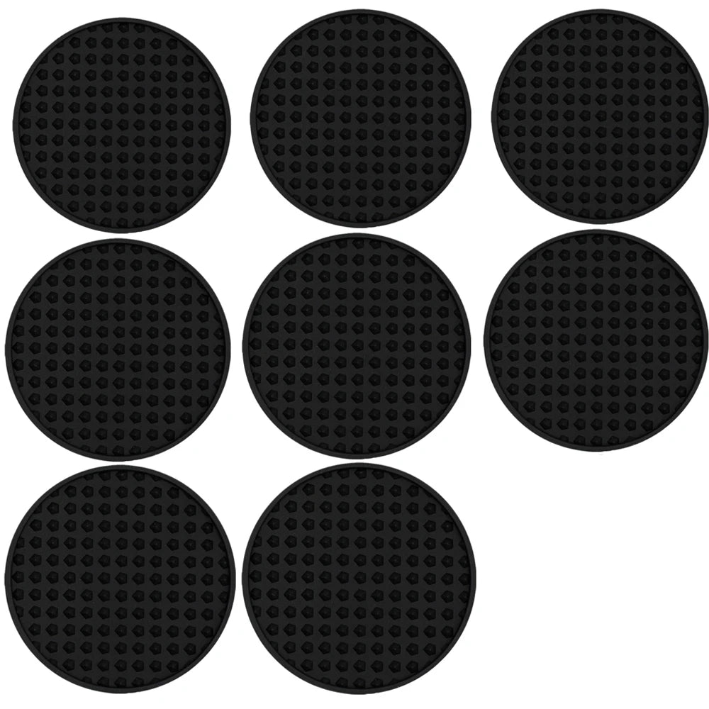coasters silicone noirs texture moderne 10cm diamètre 12pcs opaques points uniformes