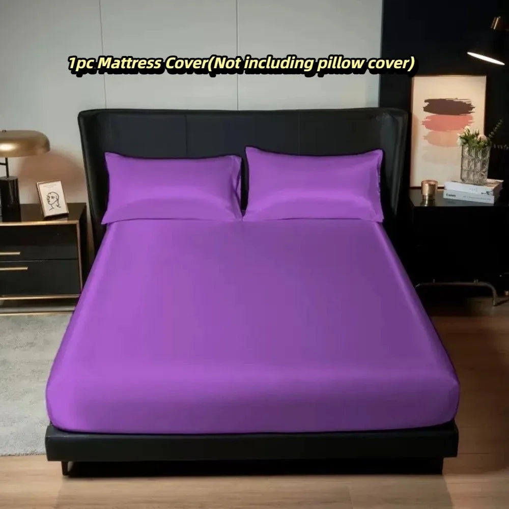 housse lit satinée gris clair moderne ajustement matelas 90x200cm coton polyester