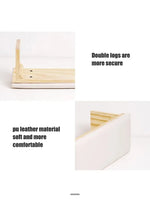 tabouret repose pieds blanc minimaliste moderne assise salon beauté simili cuir structure bois pieds