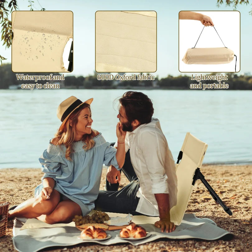 matelas pliable plage portable moderne beige uni sac rangement clips
