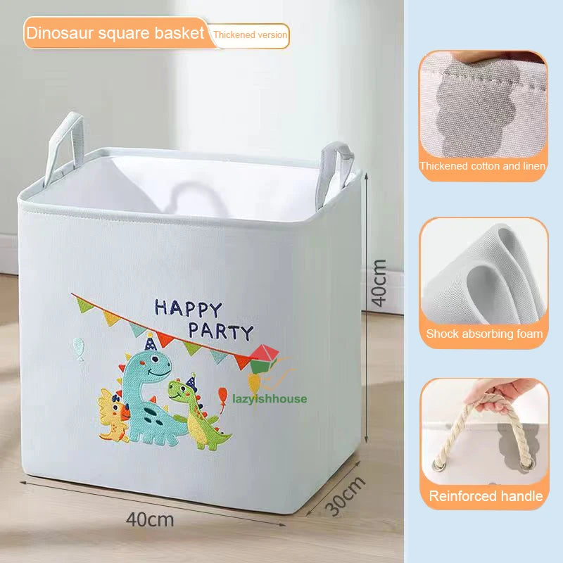 paniers rangement pliant tissu lin motif animaux moderne poignées corde rangement jouets chambre