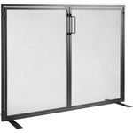 grille cheminée noir maille métallique minimaliste pieds noirs poignées résistantes largeur 99 cm hauteur