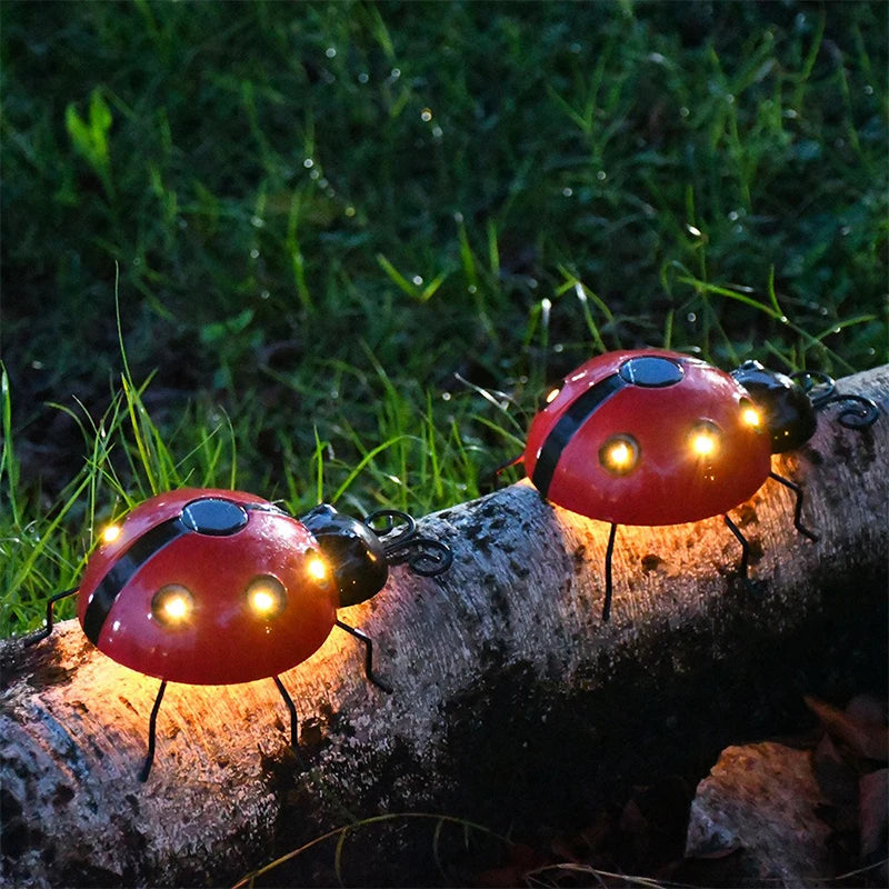 lampe solaire coccinelle rouge points noirs antennes modernes extérieure jardin led étanche ip65