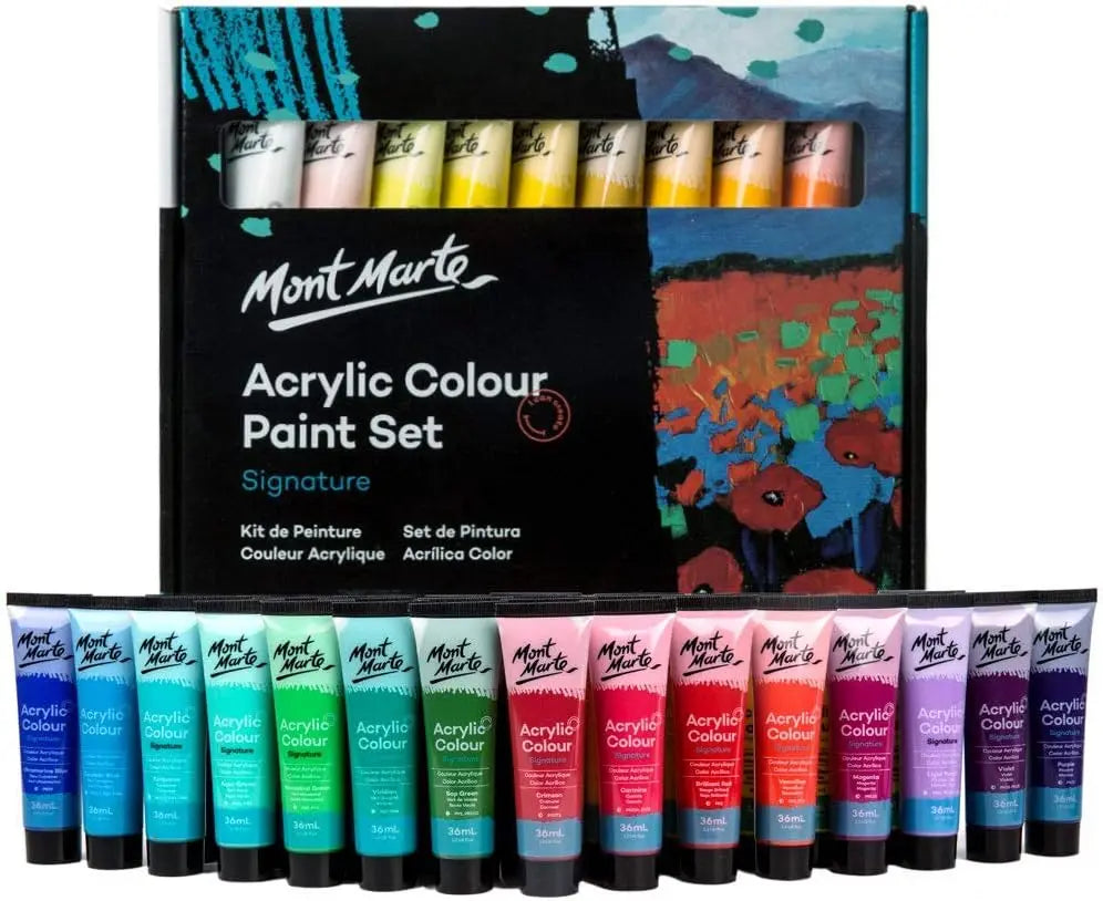 Peinture acrylique kit 24 couleurs palette pinceaux medium auto apprentissage pratique