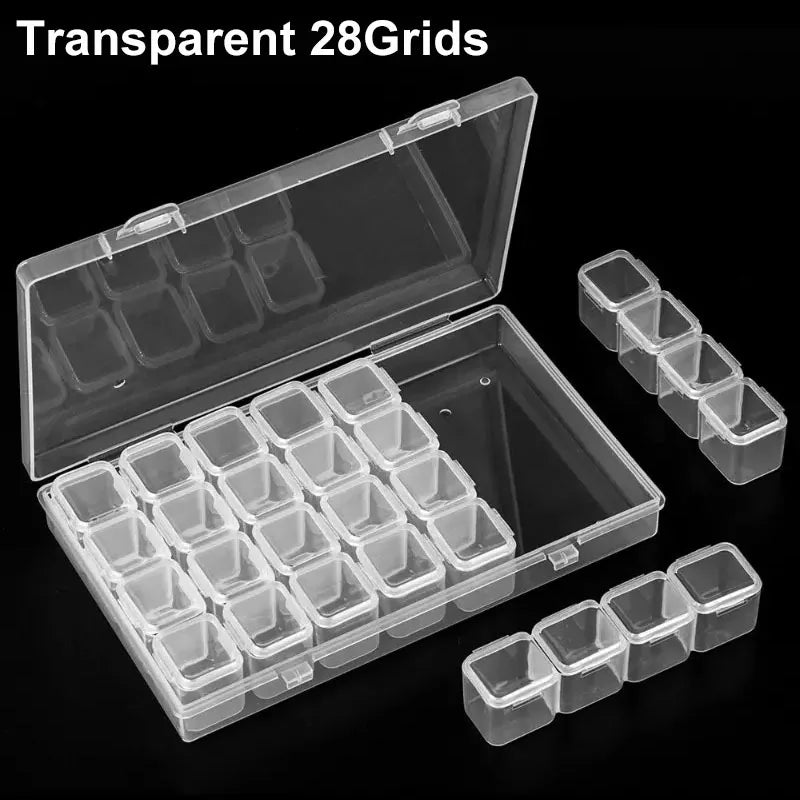 boîtes rangement transparentes 56 grilles 21cm 17.5cm clips fermeture modernes stockage bijoux accessoires