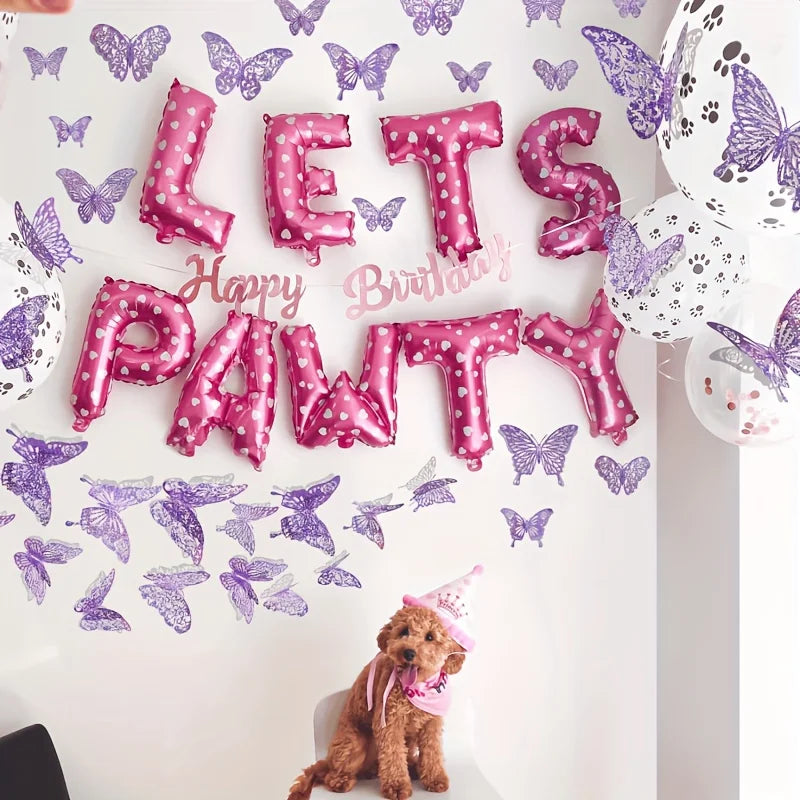 papillons décoratifs bleu violet doré glitter 3d adhésifs décoration anniversaire mariage noël