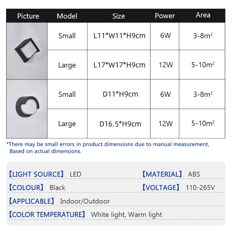 lampes murales extérieures modernes led ip65 étanches noir blanc minimaliste