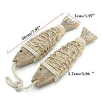 poissons bois sculptés main rustiques décor murale animaux compagnie corde nouée vintage antique 20x5cm