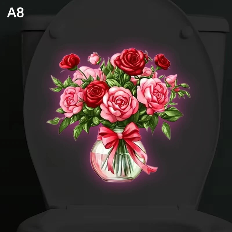 stickers decoratifs toilettes multicolores fleurs insectes adhésifs maison chambre salon