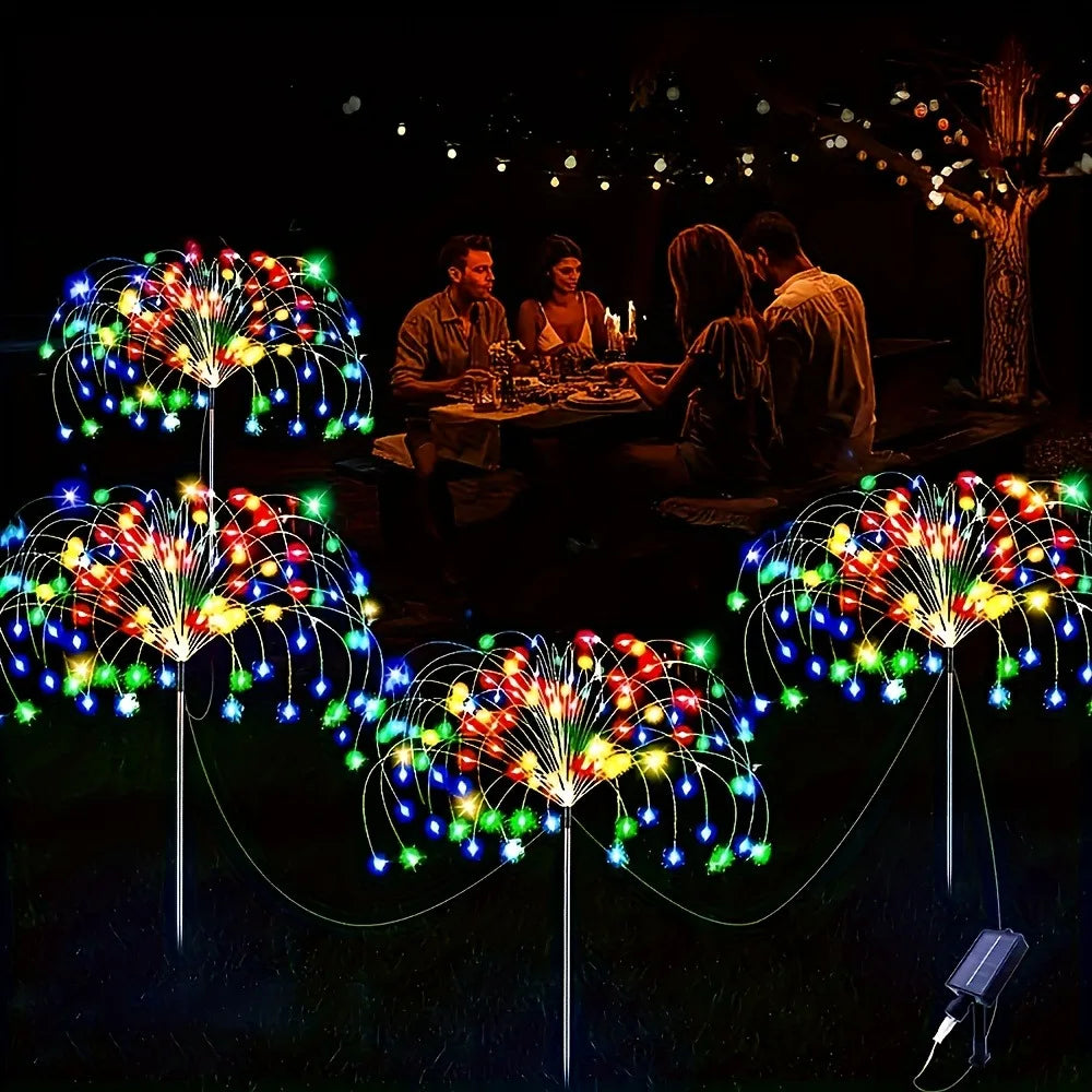 lumière solaire feu d'artifice multicolore moderne extérieure clignotante jardin allée patio festif led autonomes