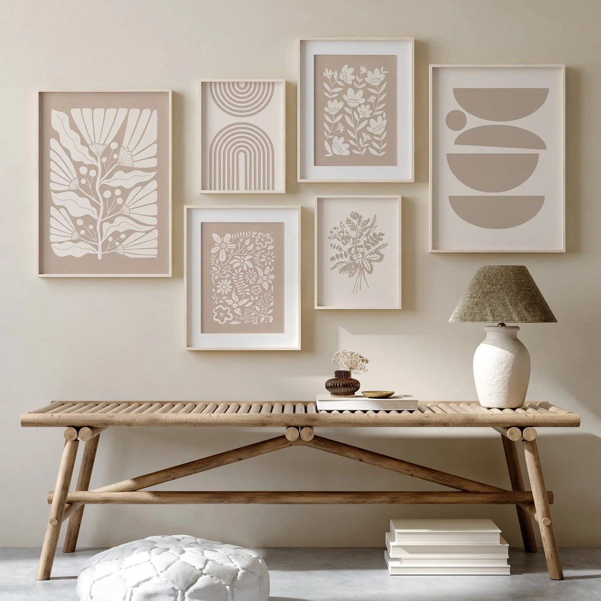 affiche murale toile beige botanique abstraite moderne sans cadre géométrique floral living room bedroom