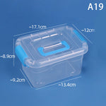 boîtes rangement transparentes bleues roses violettes poignées détachables moderne pratique enfants fournitures scolaires