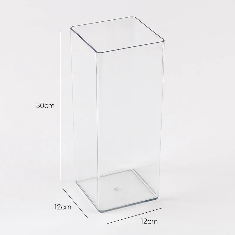 cube transparent moderne vase hydroponie plante verte sans motif minimaliste récipient acrylique