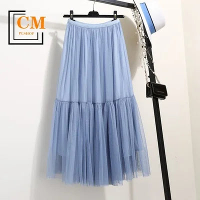 jupe midi plissée tulle transparente féminine élégante décontractée multiple niveaux printemps été