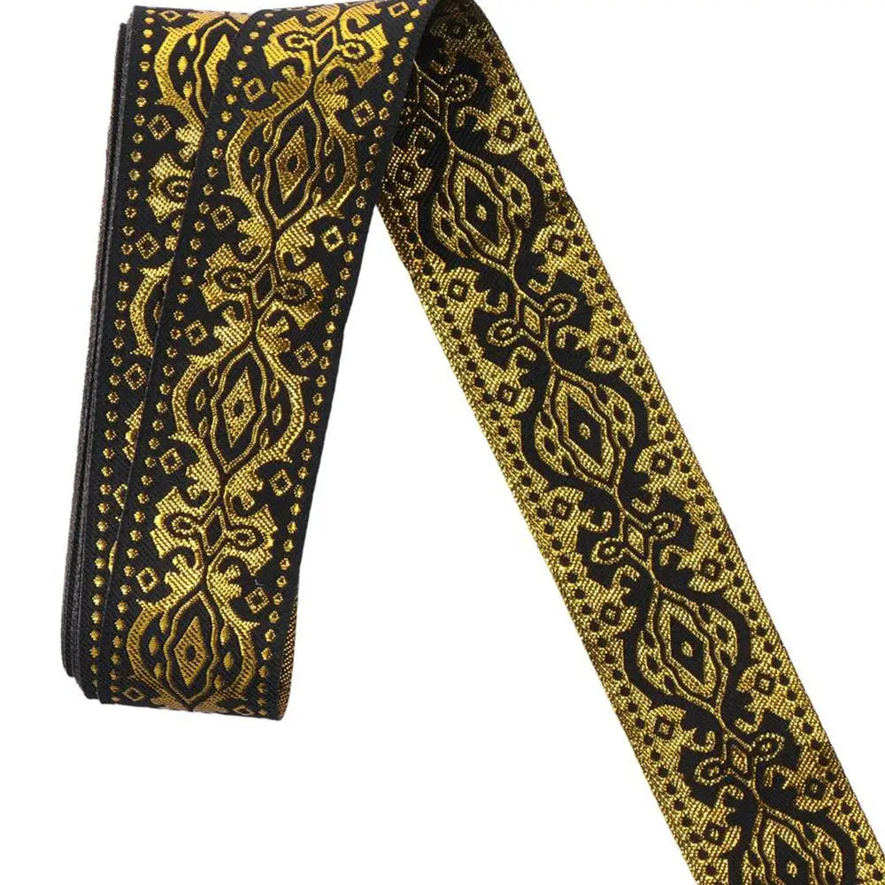ruban jacquard floral géométrique blanc doré polyester décoration rideau maison opacité traditionnel