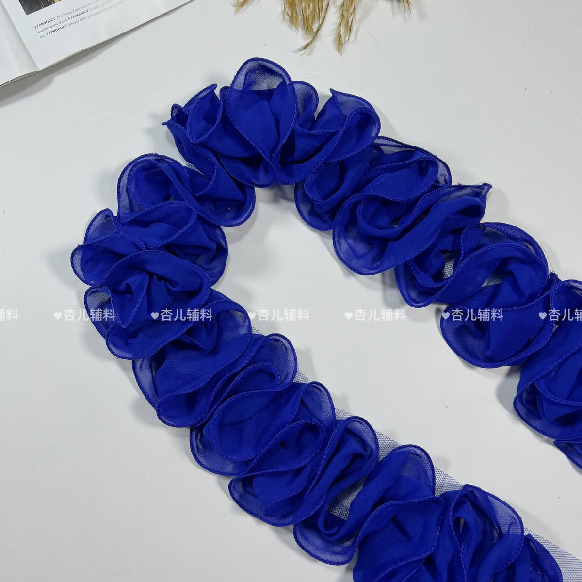 ruban plissé dentelle mariage polyestère moderne vert bleu jaune rose noir beige