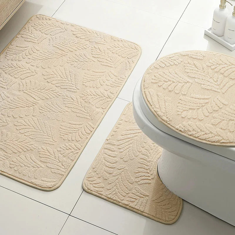 tapis bain moderne beige motif feuilles respectueux environnement adhésif doux salon chambre