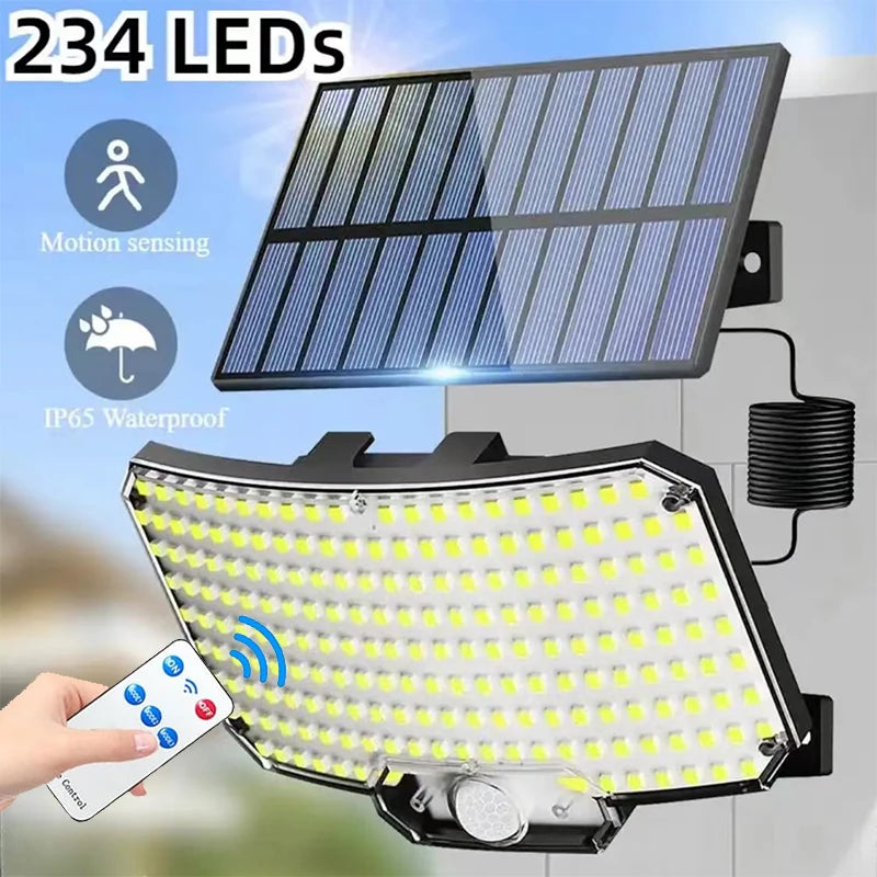 lampe solaire led noir blanche ip65 moderne télécommande capteur mouvement fixations muralesextérieur