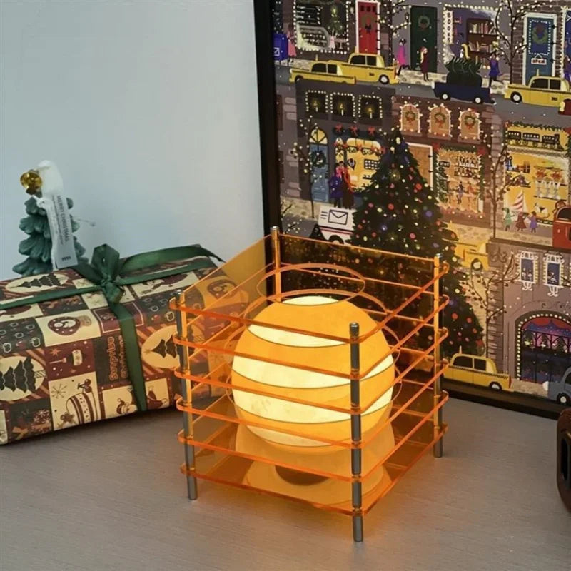 lampe table moderne orange rechargeable clips plexiglas boule translucent meuble décoration salon
