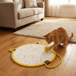 tapis chats blanc rouge rose jaune violet tissé points noirs moderne oreilles chat anneau