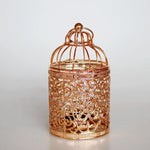 cage oiseaux ornements floraux ajourée artisanale élégante anneaux suspendus décoration maison or argent noir