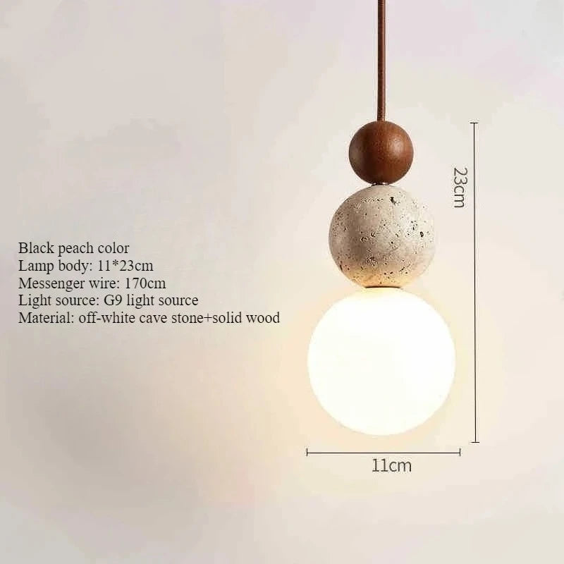 lampe suspendue pierre moderne ampoule g9 blanc beige marron foncé texture granulée lumière opaques