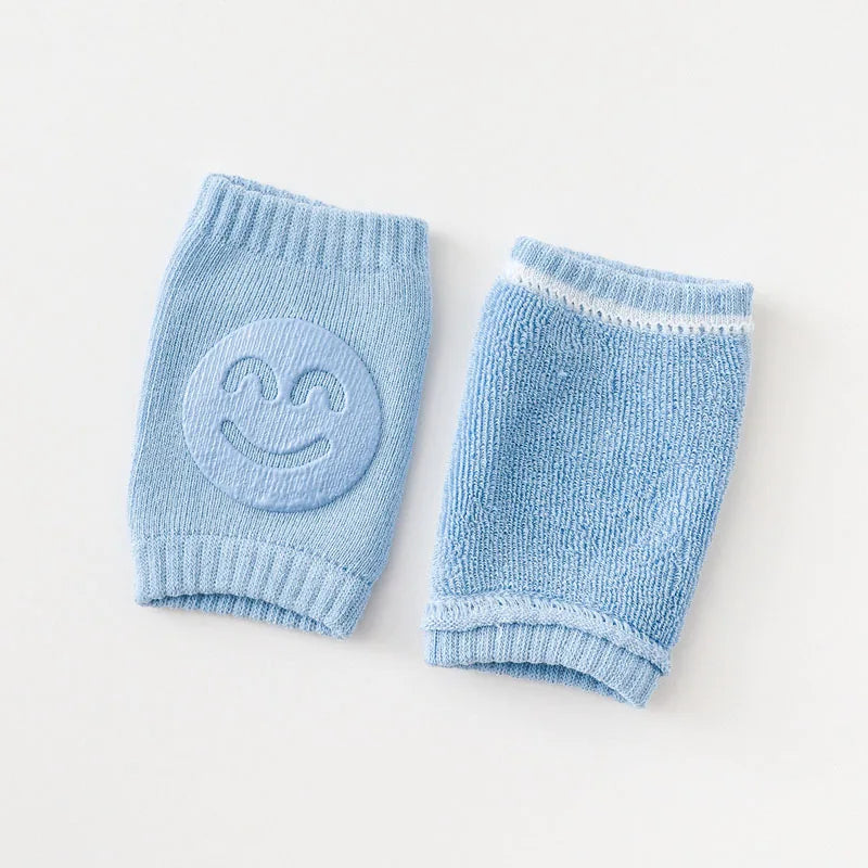 protège genoux bébé coton acrylique unisexe bleu clair jaune rose gris vert smiley brodés